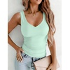 Zeagoo Womens Double Lined V Neck Tank Tops Summer Slim Fit Outfits | Casual Basic Layering Tank Tops, Sleeveless Tops For Women, Cute Going Out Tops, Womens Summer Tops, Women Fall Clothes(Mint Green)