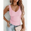 Zeagoo Womens Double Lined V Neck Tank Tops Summer Slim Fit Outfits | Casual Basic Layering Tank Tops, Sleeveless Tops For Women, Cute Going Out Tops, Womens Summer Tops, Women Fall Clothes(Pink)