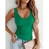 Zeagoo Womens Double Lined V Neck Tank Tops Summer Slim Fit Outfits | Casual Basic Layering Tank Tops, Sleeveless Tops For Women, Cute Going Out Tops, Womens Summer Tops, Women Fall Clothes(Green)