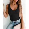 Zeagoo Womens Double Lined V Neck Tank Tops Summer Slim Fit Outfits | Casual Basic Layering Tank Tops, Sleeveless Tops For Women, Cute Going Out Tops, Womens Summer Tops, Women Fall Clothes(Black)