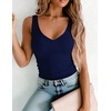 Zeagoo Womens Double Lined V Neck Tank Tops Summer Slim Fit Outfits | Casual Basic Layering Tank Tops, Sleeveless Tops For Women, Cute Going Out Tops, Womens Summer Tops, Women Fall Clothes(Navy Blue)