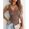 Zeagoo Womens Double Lined V Neck Tank Tops Summer Slim Fit Outfits | Casual Basic Layering Tank Tops, Sleeveless Tops For Women, Cute Going Out Tops, Womens Summer Tops, Women Fall Clothes(Brown)