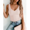 Zeagoo Womens Double Lined V Neck Tank Tops Summer Slim Fit Outfits | Casual Basic Layering Tank Tops, Sleeveless Tops For Women, Cute Going Out Tops, Womens Summer Tops, Women Fall Clothes(Champagne)