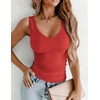 Zeagoo Womens Double Lined V Neck Tank Tops Summer Slim Fit Outfits | Casual Basic Layering Tank Tops, Sleeveless Tops For Women, Cute Going Out Tops, Womens Summer Tops, Women Fall Clothes(Red)
