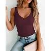 Zeagoo Womens Double Lined V Neck Tank Tops Summer Slim Fit Outfits | Casual Basic Layering Tank Tops, Sleeveless Tops For Women, Cute Going Out Tops, Womens Summer Tops, Women Fall Clothes(Wine Red)