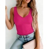 Zeagoo Womens Double Lined V Neck Tank Tops Summer Slim Fit Outfits | Casual Basic Layering Tank Tops, Sleeveless Tops For Women, Cute Going Out Tops, Womens Summer Tops, Women Fall Clothes(Hot Pink)