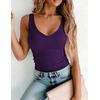 Zeagoo Womens Double Lined V Neck Tank Tops Summer Slim Fit Outfits | Casual Basic Layering Tank Tops, Sleeveless Tops For Women, Cute Going Out Tops, Womens Summer Tops, Women Fall Clothes(Dark Purple)