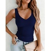 Zeagoo Womens Double Lined V Neck Tank Tops Summer Slim Fit Outfits | Casual Basic Layering Tank Tops, Sleeveless Tops For Women, Cute Going Out Tops, Womens Summer Tops, Women Fall Clothes(Navy Blue)