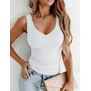 Zeagoo Womens Double Lined V Neck Tank Tops Summer Slim Fit Outfits | Casual Basic Layering Tank Tops, Sleeveless Tops For Women, Cute Going Out Tops, Womens Summer Tops, Women Fall Clothes(White)