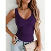 Zeagoo Womens Double Lined V Neck Tank Tops Summer Slim Fit Outfits | Casual Basic Layering Tank Tops, Sleeveless Tops For Women, Cute Going Out Tops, Womens Summer Tops, Women Fall Clothes(Dark Purple)