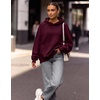 Zeagoo Womens Oversized Hoodies Pullover Fleece Hooded Sweatshirt Trendy | Comfort Hoodie, Womens Fall Clothes, Kangaroo Pocket, Raglan Sleeves, Long Sleeve, Solid Color, Casual, Winter, Midweight(Red)