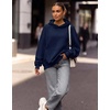 Zeagoo Womens Oversized Hoodies Pullover Fleece Hooded Sweatshirt Trendy | Comfort Hoodie, Womens Fall Clothes, Kangaroo Pocket, Raglan Sleeves, Long Sleeve, Solid Color, Casual, Winter, Midweight(Blue)