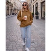 Zeagoo Womens Oversized Hoodies Pullover Fleece Hooded Sweatshirt Trendy | Comfort Hoodie, Womens Fall Clothes, Kangaroo Pocket, Raglan Sleeves, Long Sleeve, Solid Color, Casual, Winter, Midweight(Brown)