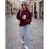 Zeagoo Womens Oversized Hoodies Pullover Fleece Hooded Sweatshirt Trendy | Comfort Hoodie, Womens Fall Clothes, Kangaroo Pocket, Raglan Sleeves, Long Sleeve, Solid Color, Casual, Winter, Midweight(Red)