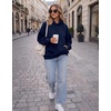 Zeagoo Womens Oversized Hoodies Pullover Fleece Hooded Sweatshirt Trendy | Comfort Hoodie, Womens Fall Clothes, Kangaroo Pocket, Raglan Sleeves, Long Sleeve, Solid Color, Casual, Winter, Midweight(Blue)