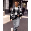 Zeagoo Womens Oversized Hoodies Pullover Fleece Hooded Sweatshirt Trendy | Comfort Hoodie, Womens Fall Clothes, Kangaroo Pocket, Raglan Sleeves, Long Sleeve, Solid Color, Casual, Winter, Midweight(Black White Plaid)