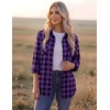 Zeagoo Womens Plaid Flannel Shirt Long Sleeve Top Casual Button Down Blouse | Flannel Plaid Shirt,Cotton Fabric,Loose Fit Blouse,Business Casual Outfits,2026 Fashion Fall Western Shacket Jacket(Purple Black)