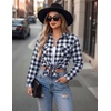 Zeagoo Womens Plaid Flannel Shirt Long Sleeve Top Casual Button Down Blouse | Flannel Plaid Shirt,Cotton Fabric,Loose Fit Blouse,Business Casual Outfits,2026 Fashion Fall Western Shacket Jacket(Dark Blue)