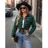 Zeagoo Womens Plaid Flannel Shirt Long Sleeve Top Casual Button Down Blouse | Flannel Plaid Shirt,Cotton Fabric,Loose Fit Blouse,Business Casual Outfits,2026 Fashion Fall Western Shacket Jacket(1-green)