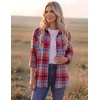 Zeagoo Womens Plaid Flannel Shirt Long Sleeve Top Casual Button Down Blouse | Flannel Plaid Shirt,Cotton Fabric,Loose Fit Blouse,Business Casual Outfits,2026 Fashion Fall Western Shacket Jacket(Red Blue)