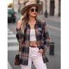 Zeagoo Womens Plaid Flannel Shirt Long Sleeve Top Casual Button Down Blouse | Flannel Plaid Shirt,Cotton Fabric,Loose Fit Blouse,Business Casual Outfits,2026 Fashion Fall Western Shacket Jacket(Caramel Black)
