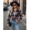 Zeagoo Womens Plaid Flannel Shirt Long Sleeve Top Casual Button Down Blouse | Flannel Plaid Shirt,Cotton Fabric,Loose Fit Blouse,Business Casual Outfits,2026 Fashion Fall Western Shacket Jacket(Caramel Black)