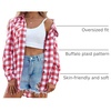 Zeagoo Womens Plaid Flannel Shirt Long Sleeve Top Casual Button Down Blouse | Flannel Plaid Shirt,Cotton Fabric,Loose Fit Blouse,Business Casual Outfits,2026 Fashion Fall Western Shacket Jacket(1-watermelon Red)