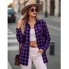 Zeagoo Womens Plaid Flannel Shirt Long Sleeve Top Casual Button Down Blouse | Flannel Plaid Shirt,Cotton Fabric,Loose Fit Blouse,Business Casual Outfits,2026 Fashion Fall Western Shacket Jacket(Purple Black)