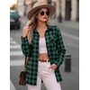 Zeagoo Womens Plaid Flannel Shirt Long Sleeve Top Casual Button Down Blouse | Flannel Plaid Shirt,Cotton Fabric,Loose Fit Blouse,Business Casual Outfits,2026 Fashion Fall Western Shacket Jacket(1-green)