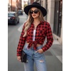 Zeagoo Womens Plaid Flannel Shirt Long Sleeve Top Casual Button Down Blouse | Flannel Plaid Shirt,Cotton Fabric,Loose Fit Blouse,Business Casual Outfits,2026 Fashion Fall Western Shacket Jacket(1-red)