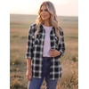 Zeagoo Womens Plaid Flannel Shirt Long Sleeve Top Casual Button Down Blouse | Flannel Plaid Shirt,Cotton Fabric,Loose Fit Blouse,Business Casual Outfits,2026 Fashion Fall Western Shacket Jacket(Black White)
