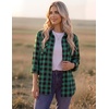 Zeagoo Womens Plaid Flannel Shirt Long Sleeve Top Casual Button Down Blouse | Flannel Plaid Shirt,Cotton Fabric,Loose Fit Blouse,Business Casual Outfits,2026 Fashion Fall Western Shacket Jacket(1-green)