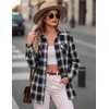 Zeagoo Womens Plaid Flannel Shirt Long Sleeve Top Casual Button Down Blouse | Flannel Plaid Shirt,Cotton Fabric,Loose Fit Blouse,Business Casual Outfits,2026 Fashion Fall Western Shacket Jacket(Black White)