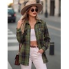 Zeagoo Womens Plaid Flannel Shirt Long Sleeve Top Casual Button Down Blouse | Flannel Plaid Shirt,Cotton Fabric,Loose Fit Blouse,Business Casual Outfits,2026 Fashion Fall Western Shacket Jacket(Green Black)