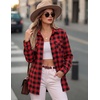 Zeagoo Womens Plaid Flannel Shirt Long Sleeve Top Casual Button Down Blouse | Flannel Plaid Shirt,Cotton Fabric,Loose Fit Blouse,Business Casual Outfits,2026 Fashion Fall Western Shacket Jacket(1-red)