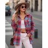 Zeagoo Womens Plaid Flannel Shirt Long Sleeve Top Casual Button Down Blouse | Flannel Plaid Shirt,Cotton Fabric,Loose Fit Blouse,Business Casual Outfits,2026 Fashion Fall Western Shacket Jacket(Red Blue)