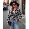 Zeagoo Womens Plaid Flannel Shirt Long Sleeve Top Casual Button Down Blouse | Flannel Plaid Shirt,Cotton Fabric,Loose Fit Blouse,Business Casual Outfits,2026 Fashion Fall Western Shacket Jacket(Black White)