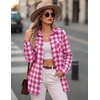 Zeagoo Womens Plaid Flannel Shirt Long Sleeve Top Casual Button Down Blouse | Flannel Plaid Shirt,Cotton Fabric,Loose Fit Blouse,Business Casual Outfits,2026 Fashion Fall Western Shacket Jacket(1-rose)