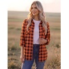 Zeagoo Womens Plaid Flannel Shirt Long Sleeve Top Casual Button Down Blouse | Flannel Plaid Shirt,Cotton Fabric,Loose Fit Blouse,Business Casual Outfits,2026 Fashion Fall Western Shacket Jacket(Orange Black)