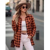Zeagoo Womens Plaid Flannel Shirt Long Sleeve Top Casual Button Down Blouse | Flannel Plaid Shirt,Cotton Fabric,Loose Fit Blouse,Business Casual Outfits,2026 Fashion Fall Western Shacket Jacket(Orange Black)