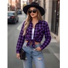 Zeagoo Womens Plaid Flannel Shirt Long Sleeve Top Casual Button Down Blouse | Flannel Plaid Shirt,Cotton Fabric,Loose Fit Blouse,Business Casual Outfits,2026 Fashion Fall Western Shacket Jacket(Purple Black)