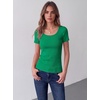 Zeagoo Womens Tops Short Sleeve Rib Knit Basic Tee Scoop Neck Fitted Shirt | Work casual clothes, ribbed summer fall layering(Oasis)