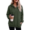 Zeagoo Hoodies for Women Casual Button Collar Drawstring Long Sleeve Hooded Sweatshirt Pullover Tops for Fall Winter 2026(Army Green)