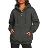Zeagoo Hoodies for Women Casual Button Collar Drawstring Long Sleeve Hooded Sweatshirt Pullover Tops for Fall Winter 2026(Dark Grey)