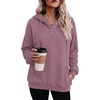 Zeagoo Hoodies for Women Casual Button Collar Drawstring Long Sleeve Hooded Sweatshirt Pullover Tops for Fall Winter 2026(Gray Pink)