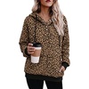 Zeagoo Hoodies for Women Casual Button Collar Drawstring Long Sleeve Hooded Sweatshirt Pullover Tops for Fall Winter 2026(Leopard Print)
