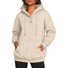 Zeagoo Hoodies for Women Casual Button Collar Drawstring Long Sleeve Hooded Sweatshirt Pullover Tops for Fall Winter 2026(Moon Grey)