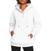 Zeagoo Hoodies for Women Casual Button Collar Drawstring Long Sleeve Hooded Sweatshirt Pullover Tops for Fall Winter 2026(White)