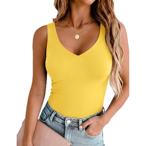 Zeagoo Womens Double Lined V Neck Tank Tops Summer Slim Fit Outfits | Casual Basic Layering Tank Tops, Sleeveless Tops For Women, Cute Going Out Tops, Womens Summer Tops, Women Fall Clothes(Ginger)