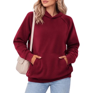 Zeagoo Womens Oversized Hoodies Pullover Fleece Hooded Sweatshirt Trendy | Comfort Hoodie, Womens Fall Clothes, Kangaroo Pocket, Raglan Sleeves, Long Sleeve, Solid Color, Casual, Winter, Midweight(Wine Red)